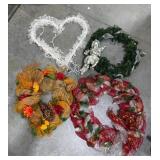 Working Light-Up Heart Wreath & 3 Holiday Wreaths