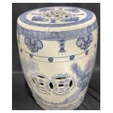 Asian Blue & White Porcelain Garden Foot Stool Asian Blue & White Porcelain Garden Foot Stool