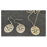Sterling Native American Necklace & Earrings Set