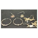 3 Prs Sterling Native American Earrings