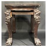 Wooden Marble Top Side Table, Carved Legs