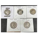 3 U.S. Proof Quarters w 1947S & 1983P Quarters