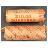 2 $10 Rolls of Quarters dated 1966-1998