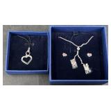 Swarovski Necklace & Earrings Set w Heart Pendant