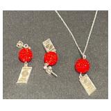 Blazers NBA Necklace Silver Necklace Earrings Set