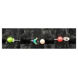 3 Colorful Fashion Rings, Various Sizes