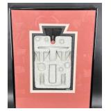 Carved Concrete Art Piece by Ralph Prata, Framed