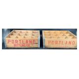 2 Vntg 1977 Portland Bottling Wooden Bottle Crates