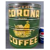 Vintage Corona Coffee 15 Lb Capacity Tin Can