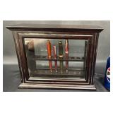 Wooden Pen Display Case w 4 Vintage Pens
