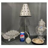 Avon Silverplate Bowl, Handblown Apothecary Jar +