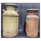 2 Vintage Milk Cans w Lids