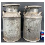 2 Vintage Milk Cans w Lids
