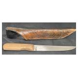 D.W. Rux Maker Knife w Leather Sheath