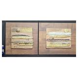 2 Mixed Media Art Plaques Wall Decor
