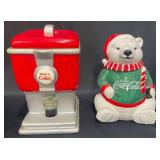 2 Coca-Cola Cookie Jars  Dispenser & Polar Bear
