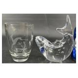 Orrefors Swedish Crystal  Fish Sculpture & Vase