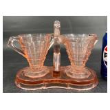 Vintage Pink Depression Glass Cream & Sugar Set