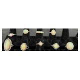 9 Pretty Opal Rings, Various Sizes