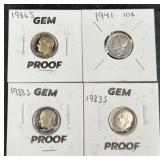 4 U.S. Gem Proof Dimes, 1941 Mercury Dime