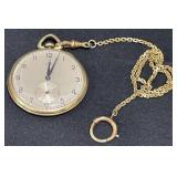Vintage 10KT GF Tavannes Pocket Watch w Chain
