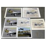 7 Military Aircraft Art Prints  B17, P47, P51