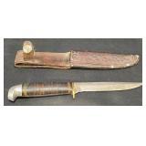 Western Boulder CO Knife w Custom Leather Sheath