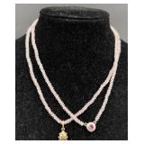 2 Rose Quartz Necklaces w .925 & 14K Gold Findings