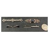 4 Vintage Brooches & Pins Lot  Sterling+