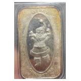 1 Troy Oz .999 Fine Silver Bar w Santa Design