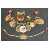 Vntg 10KT Gold Bracelet, Charm Bracelet & Lockets