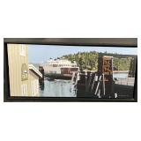 Roy E Hughes Ferry at Pier Canvas Print Framed