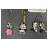 2 Cute Betsey Johnson Necklaces & Pair of Earrings