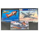 3 New Model Airplane Kits  A-10, F-4F & A-37B Set
