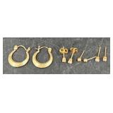 4 Pairs Gold Earrings