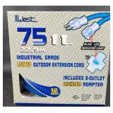 New 75ft Industrial Lighted Outdoor Extension Cord