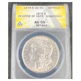 1878 Morgan Dollar w Reverse of 1879 Scratched