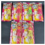 6 Ashley Dolls w Colorful Cheerleader Outfits