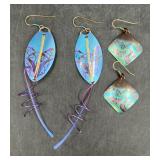 2 Pairs Holly Yashi Earrings - Leaf & Geometric