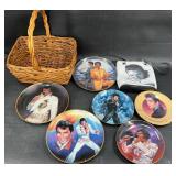 Elvis Presley Purse& 6 Collector Plates w Basket