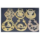 6 Vintage Brass Horse Saddle Medallions