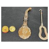 Vintage Watch Fob, Shoe Button Hook, Pins