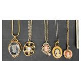 5 Cameo Pendant Chain Necklaces