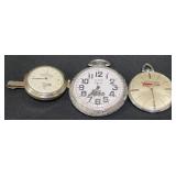 3 Vntg Pocket Watches  KMC Railway,Parker-Timer