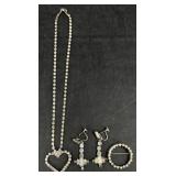 Cora Rhinestone Earrings, Krementz Brooch Pin +