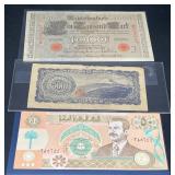3 Antq & Vntg Banknotes ï¿½ Germany, Japan, Iraq
