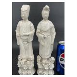 2 Chinese Porcelain Dignitary 10" Figures Statues