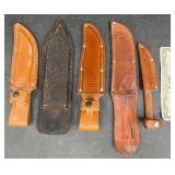 5 Leather Knife Sheaths ï¿½ Western, Germany +
