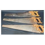 3 Vintage Disston Handsaws wï¿½Wood Handles