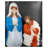 Lighted Mary & Jesus Blow Mold Yard Figures, Works